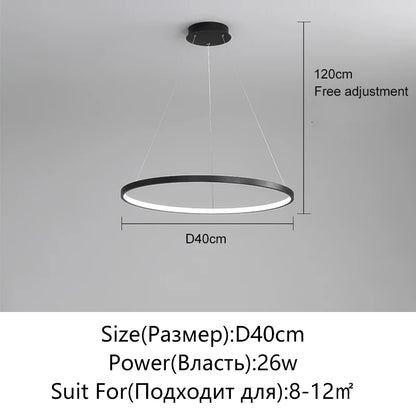 Lámpara Colgante LED Moderna de Diseño Circular | Lámpara de Techo Minimalista para Salón y Comedor - Casarae