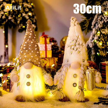 Gnomo Navideño Luminoso (30 cm) con Luz LED - Muñeco Sin Rostro para Árbol y Decoración