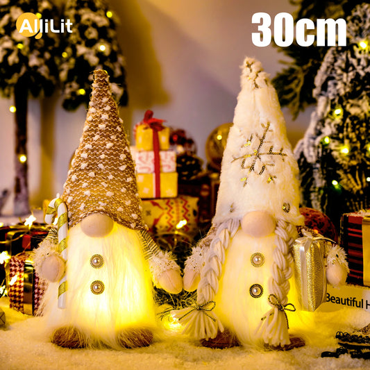 Gnomo Navideño Luminoso (30 cm) con Luz LED - Muñeco Sin Rostro para Árbol y Decoración