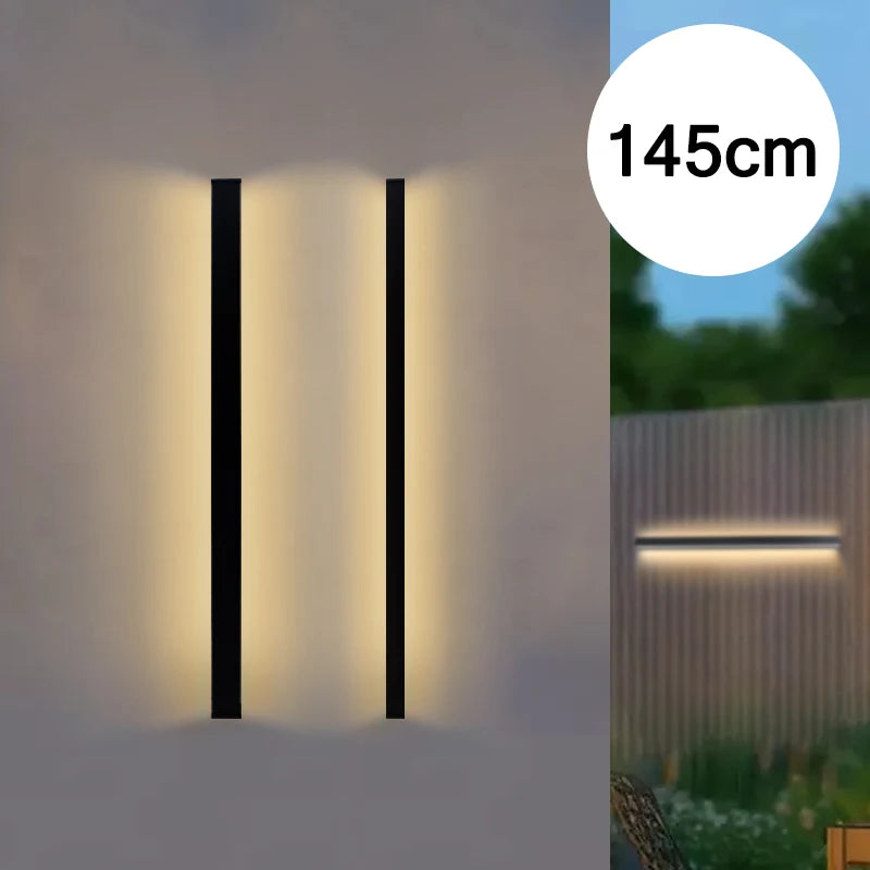 Lámpara de Pared LED de Tira Larga (IP65 Impermeable) - Iluminación Exterior Moderna para Jardín y Fachada