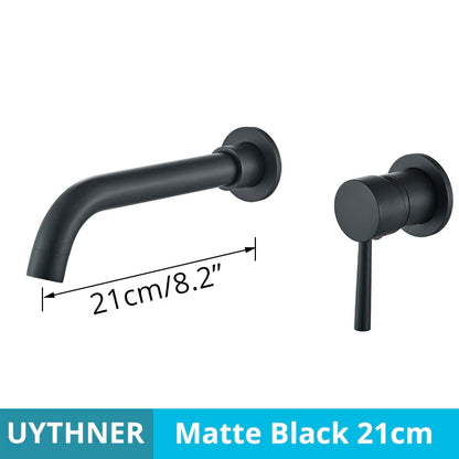 Grifo Baño Montaje en Pared Oculto | Oro Cepillado/Negro | Latón Macizo Cerámico - Casarae