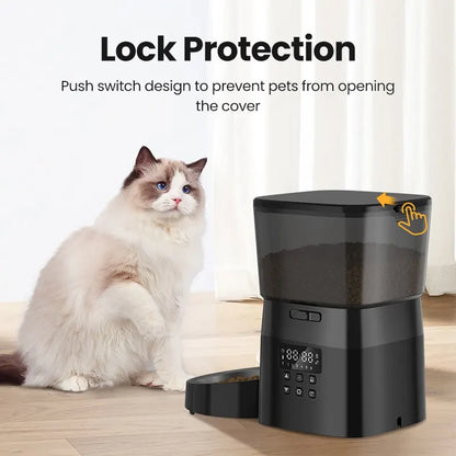 Comedero Automático ROJECO (Versión Botón) - Dispensador de Comida Seca Programable para Gatos y Perros con Control Fiable