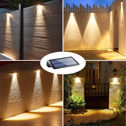 Aplique Solar de Pared Exterior Impermeable IP65 | Pack de 1 a 4 Luces Solares con Lente de Enfoque LED | Iluminación de Seguridad para Jardín, Valla y Patio