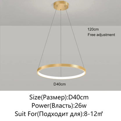Lámpara Colgante LED Moderna de Diseño Circular | Lámpara de Techo Minimalista para Salón y Comedor - Casarae