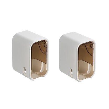 Set de 2 Soportes de Cepillo de Dientes de Pared con Tapa Abatible (Antipolvo)