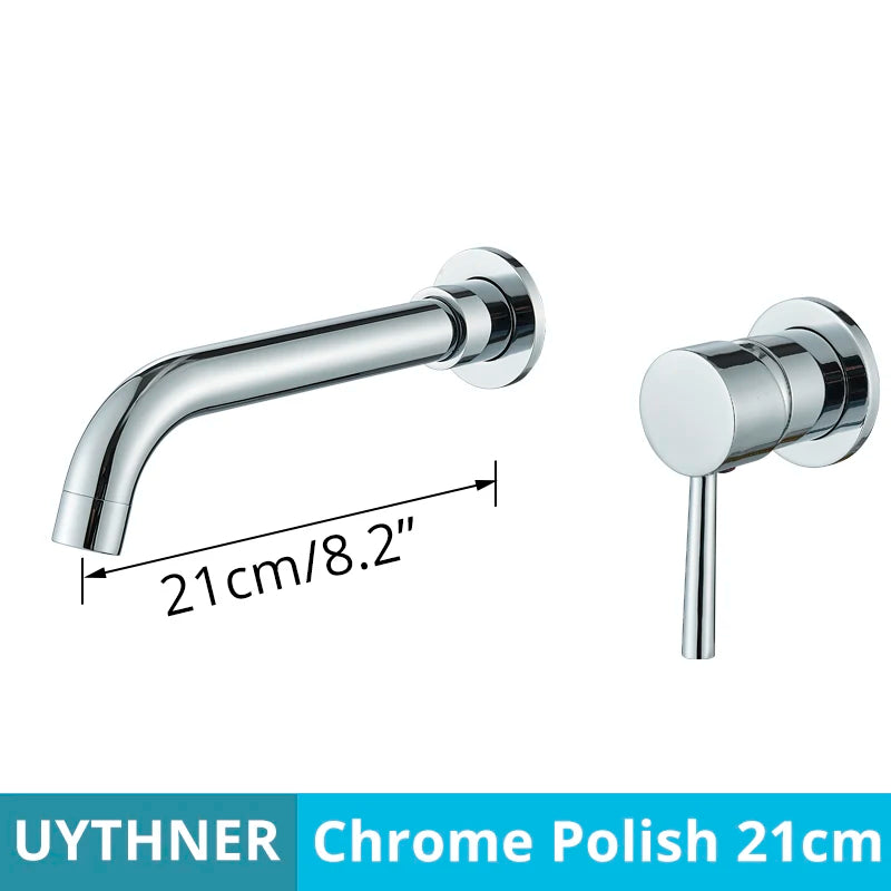Grifo Baño Montaje en Pared Oculto | Oro Cepillado/Negro | Latón Macizo Cerámico - Casarae