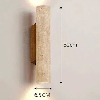 Aplique de Pared de Lujo (Travertino y Madera) - Sconce E27 con Diseño de Iluminación Simple o Doble para Salón y Dormitorio