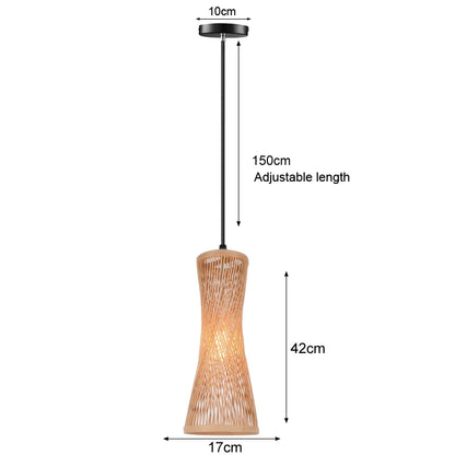 Lámpara Colgante Artesanal de Bambú y Ratán - Lámpara de Techo Tejida (E27) para Ambientes Rústicos y Modernos
