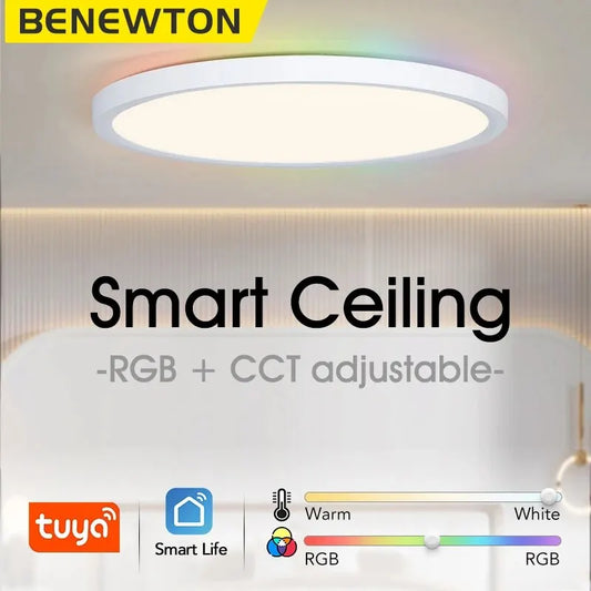 Lámpara de Techo Inteligente BENEWTON (Tuya/RGB) - Luz LED Controlada por Voz y App con 16 Millones de Colores y Modo Música