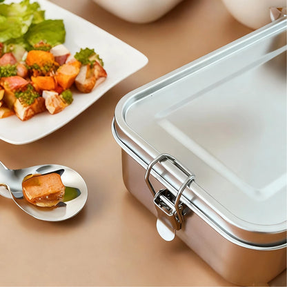 Fiambrera Bento de Acero Inoxidable 304 con Cierres de Clip | Táper Metálico Hermético para Niños y Adultos