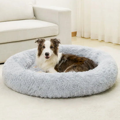 Cama de Lujo para Mascotas (Felpa Larga Ultra Suave) - Sofá Redondo Antiestrés con Cojín Profundo para Perros y Gatos