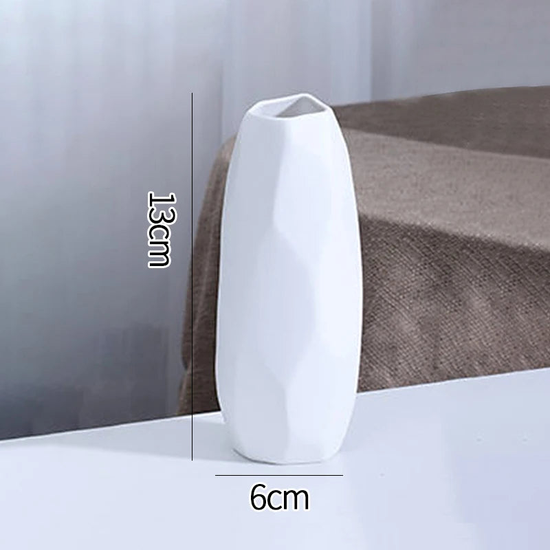 Jarrón decorativo de cerámica blanca estilo nórdico