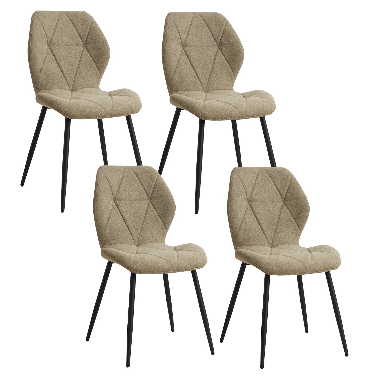 Set de 2/4/6 Sillas de Comedor de Lino Transpirable EGOONM | Sillas Acolchadas Ergonómicas con Patas de Metal Negro | Diseño Nórdico para Salón, Cocina y Restaurante