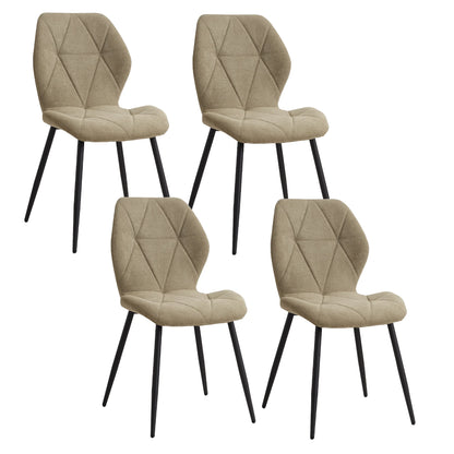 Set de 2/4/6 Sillas de Comedor de Lino Transpirable EGOONM | Sillas Acolchadas Ergonómicas con Patas de Metal Negro | Diseño Nórdico para Salón, Cocina y Restaurante