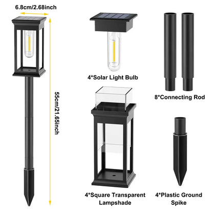 Pack de 4 Luces Solares para Exterior e Iluminación de Caminos | Focos LED Impermeables para Jardín y Patio | Lámparas Solares de Paisaje para Entrada y Acera