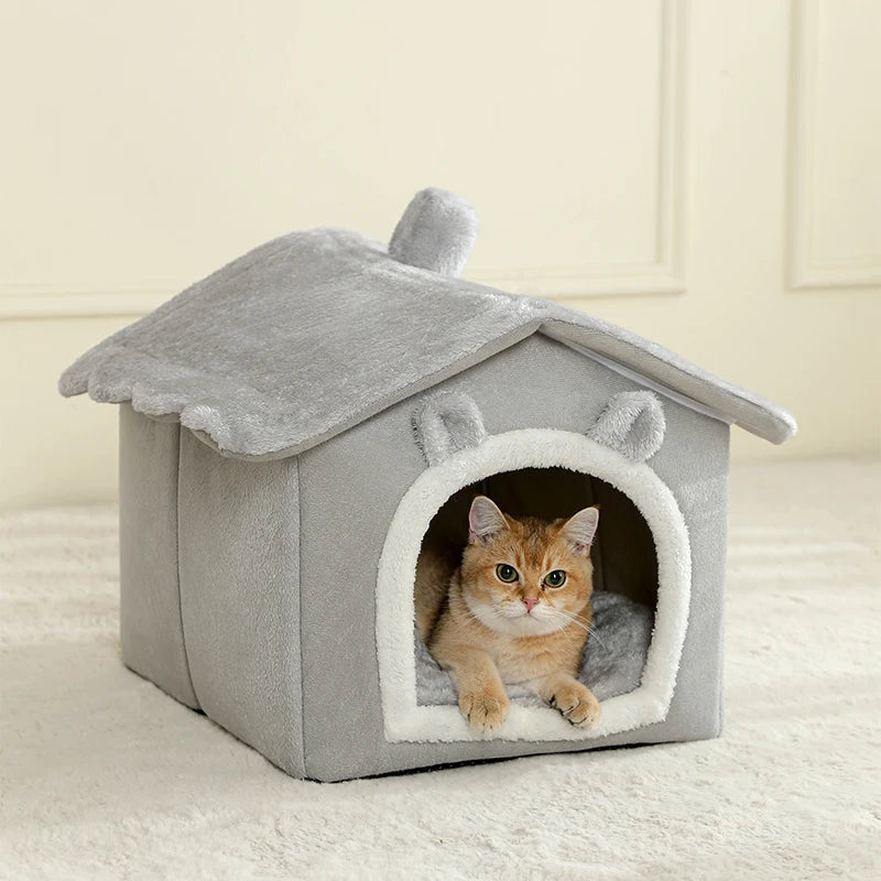 Casa Cueva Plegable para Mascotas (Extraíble y Lavable) - Sofá y Refugio Interior para Gatos y Perros Pequeños