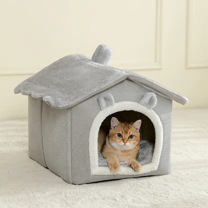 Casa Cueva Plegable para Mascotas (Extraíble y Lavable) - Sofá y Refugio Interior para Gatos y Perros Pequeños