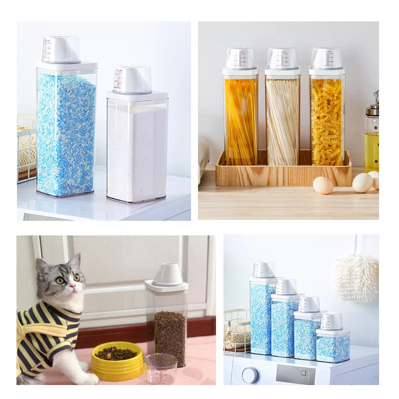 Bote para detergente en polvo con taza medidora