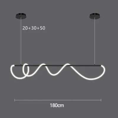 Lámpara Colgante LED Lineal Nórdica | Manguera Flexible | Chandelier Dorado Minimalista Regulable - Casarae
