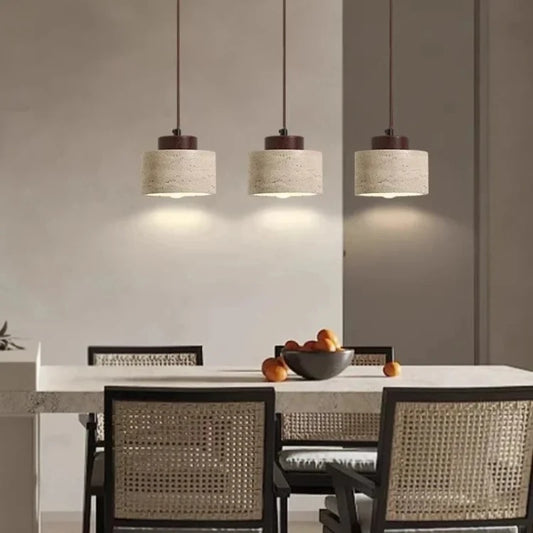 Lámpara Colgante LED de Piedra de Cueva Amarilla - Estilo Retro Nórdico para Dormitorio y Restaurante