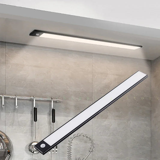 Regleta LED Ultra Fina con Sensor de Movimiento Recargable | Luz Inalámbrica 3 Tonos para Cocina, Armarios y Vestidores | Lámpara Magnética de Aluminio