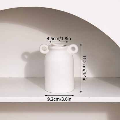 Jarrón decorativo de cerámica blanca estilo nórdico