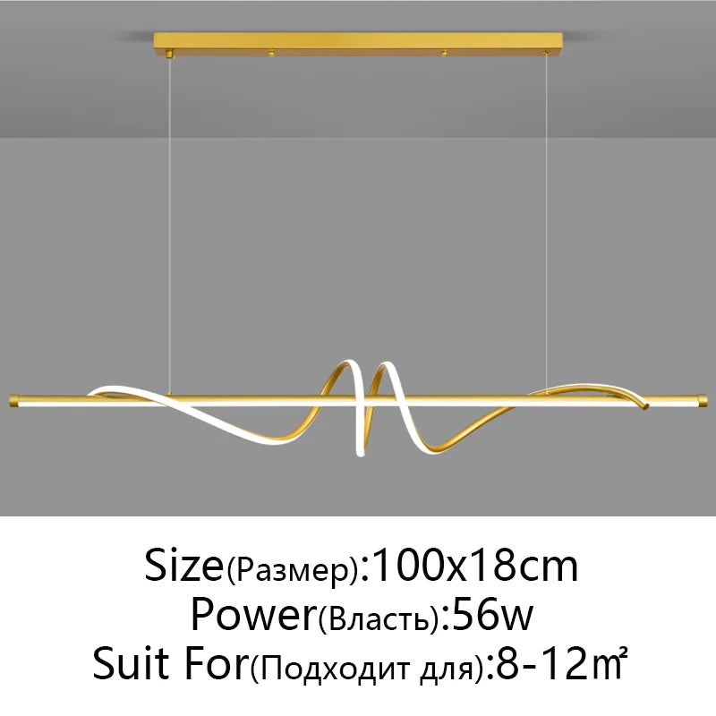 Lámpara Colgante LED Moderna y Minimalista | Lámpara de Suspensión Lineal para Mesa de Comedor, Cocina y Oficina | Iluminación LED Regulable con Mando