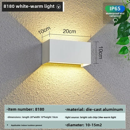 Aplique de Pared LED (Aluminio IP65) - Lámpara Impermeable 12W/24W para Interior, Exterior y Escaleras