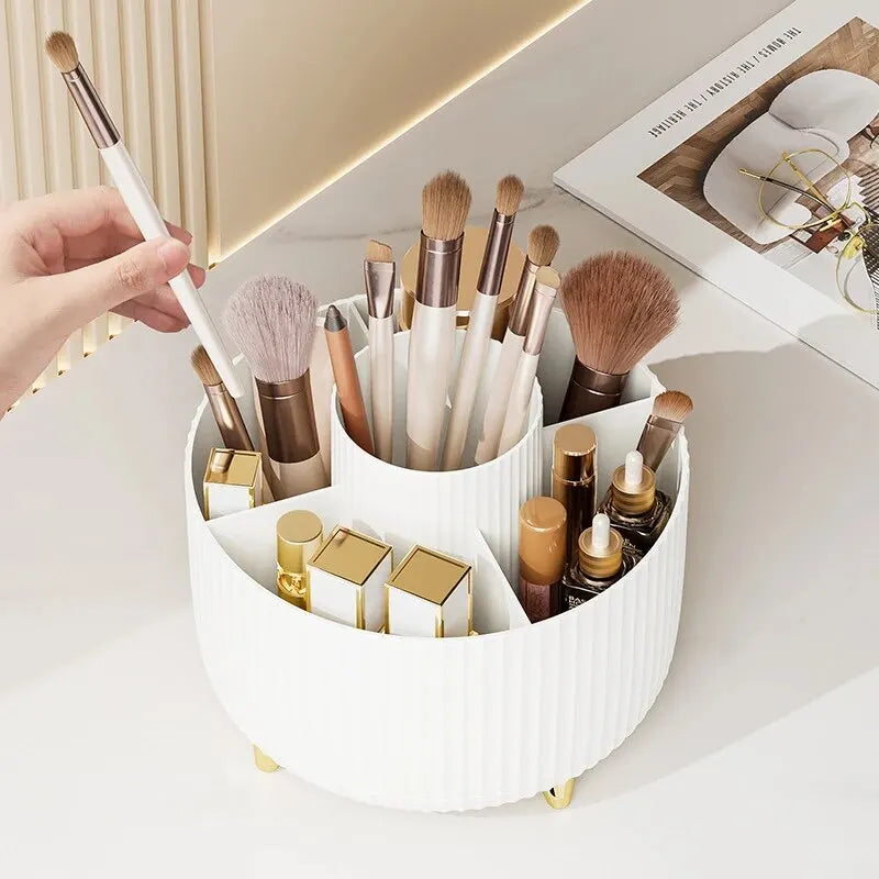 Organizador Giratorio para Brochas de Maquillaje y Cosméticos | Contenedor de Escritorio para Pinceles y Labiales