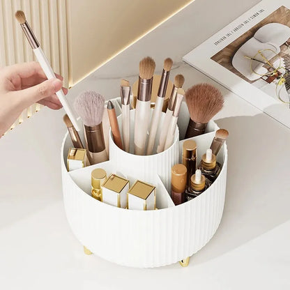 Organizador Giratorio para Brochas de Maquillaje y Cosméticos | Contenedor de Escritorio para Pinceles y Labiales