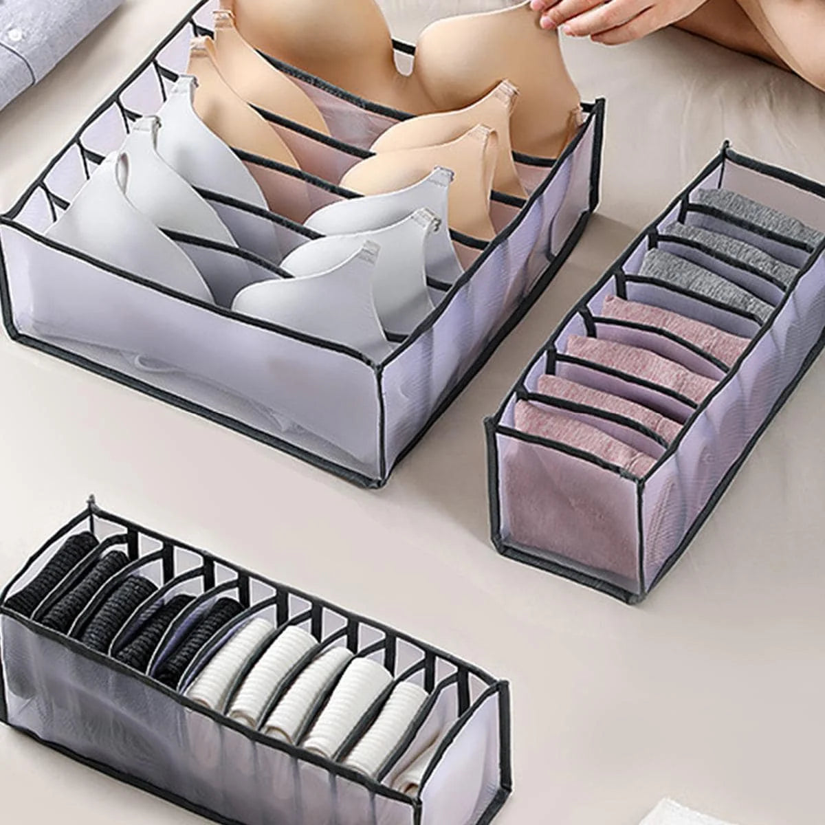 Organizador de Cajones Plegable con 7, 9 u 11 Compartimentos | Caja Separadora para Ropa Interior, Calcetines y Jeans