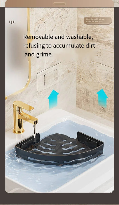 Estante de Baño Adhesivo sin Taladro | Organizador de Ducha con Barandilla Anticaída | Soporte para Champú y Toallas en PP Resistente