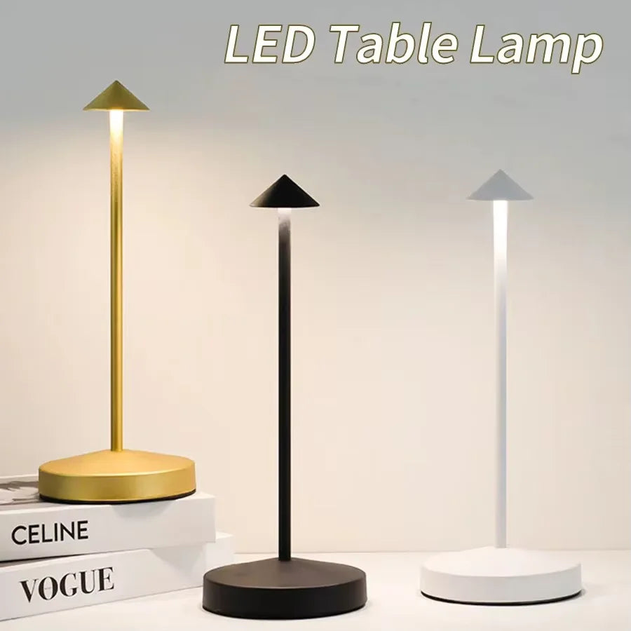 Lámpara de Mesa Táctil Inalámbrica (Pina Pro Style) - Luz LED Recargable (2500mAh) con 3 Niveles de Brillo
