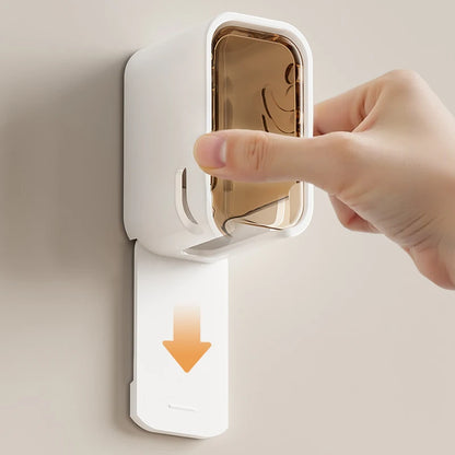 Set de 2 Soportes de Cepillo de Dientes de Pared con Tapa Abatible (Antipolvo)