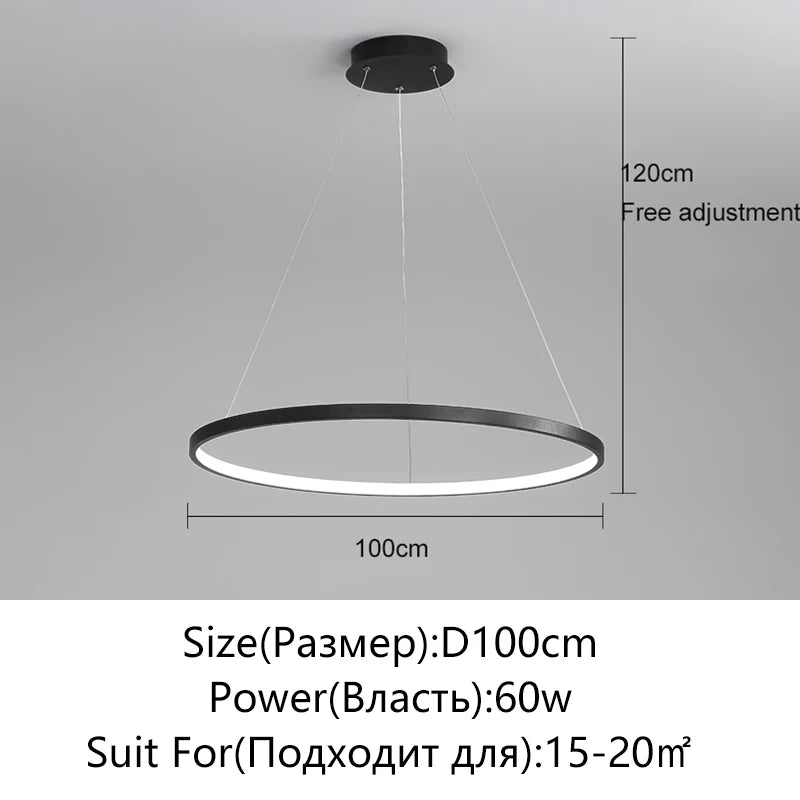 Lámpara Colgante LED Moderna de Diseño Circular | Lámpara de Techo Minimalista para Salón y Comedor - Casarae