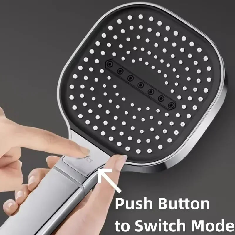 Cabezal de Ducha de Panel Grande (13 cm) - Alta Presión Ajustable de 3 Modos con Boquillas Autolimpiantes, Ideal para Baja Presión de Agua
