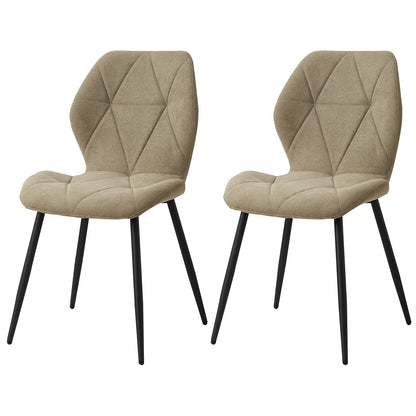 Set de 2/4/6 Sillas de Comedor de Lino Transpirable EGOONM | Sillas Acolchadas Ergonómicas con Patas de Metal Negro | Diseño Nórdico para Salón, Cocina y Restaurante