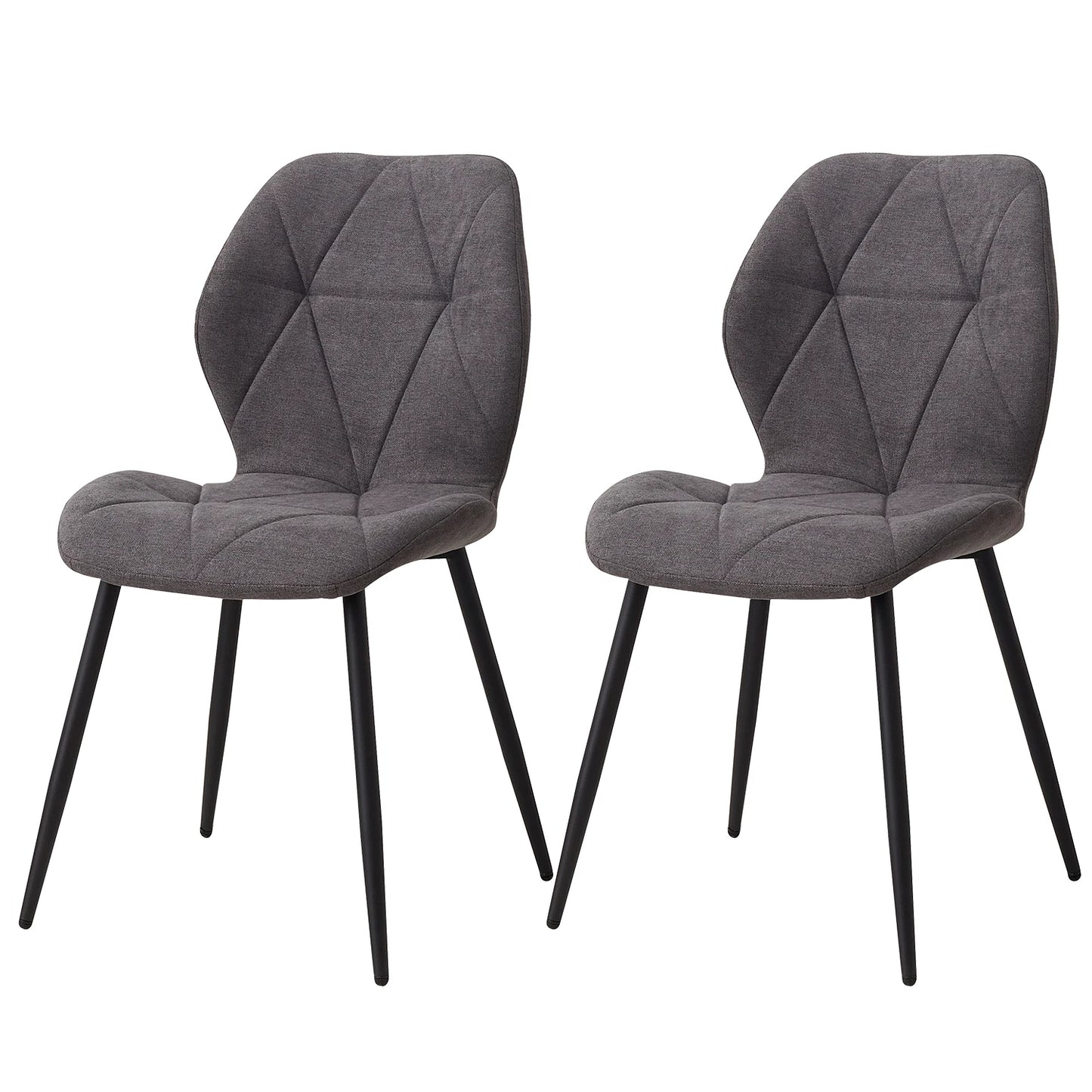 Set de 2/4/6 Sillas de Comedor de Lino Transpirable EGOONM | Sillas Acolchadas Ergonómicas con Patas de Metal Negro | Diseño Nórdico para Salón, Cocina y Restaurante