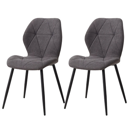 Set de 2/4/6 Sillas de Comedor de Lino Transpirable EGOONM | Sillas Acolchadas Ergonómicas con Patas de Metal Negro | Diseño Nórdico para Salón, Cocina y Restaurante