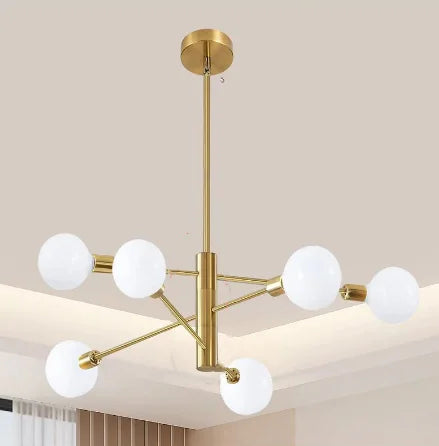 Lámpara de Techo Moderna Tipo Araña de 6 a 12 Cabezales | Lámpara Nórdica E27 para Salón y Comedor | Chandelier Industrial Negro o Dorado