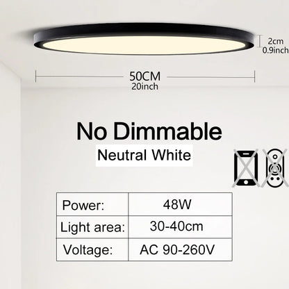 Lámpara de Techo LED Inteligente de 50cm y 48W | Control por APP y Mando a Distancia Regulable | Plafón Moderno para Dormitorio y Salón 110/220V