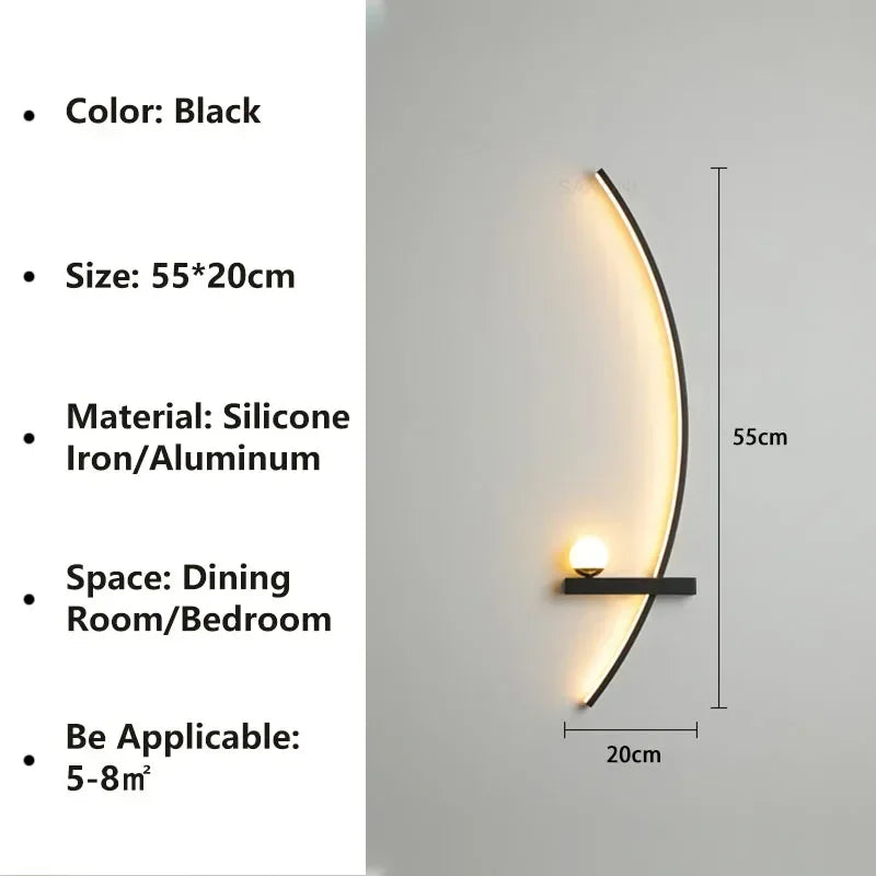 Aplique de Pared LED Moderno de Tiras - Lámpara Sconce Minimalista para Cabecera, Estudio y Escaleras
