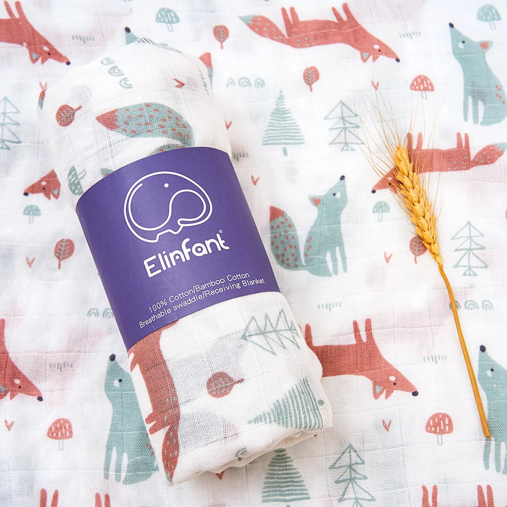 Manta de Muselina de Bambú y Algodón de Doble Capa (120x110 cm) - Envoltura Suave y Multiusos