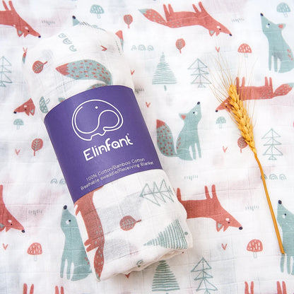 Manta de Muselina de Bambú y Algodón de Doble Capa (120x110 cm) - Envoltura Suave y Multiusos