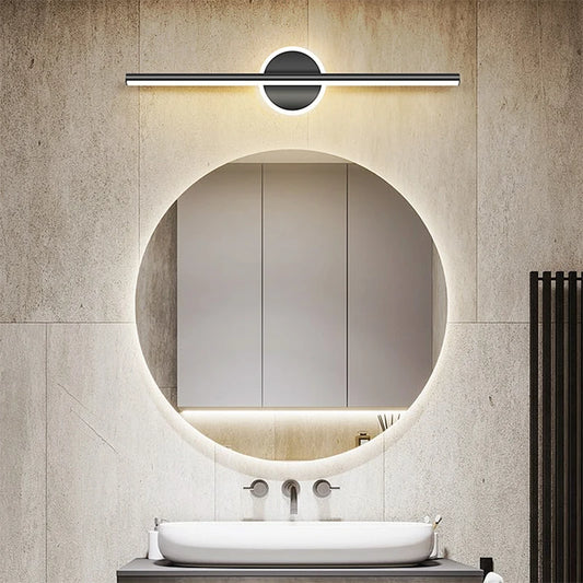 Aplique de Pared LED Lineal Moderno 40/60/80cm | Lámpara de Espejo Minimalista Negro y Oro | Iluminación de Diseño para Baño, Dormitorio y Pasillo