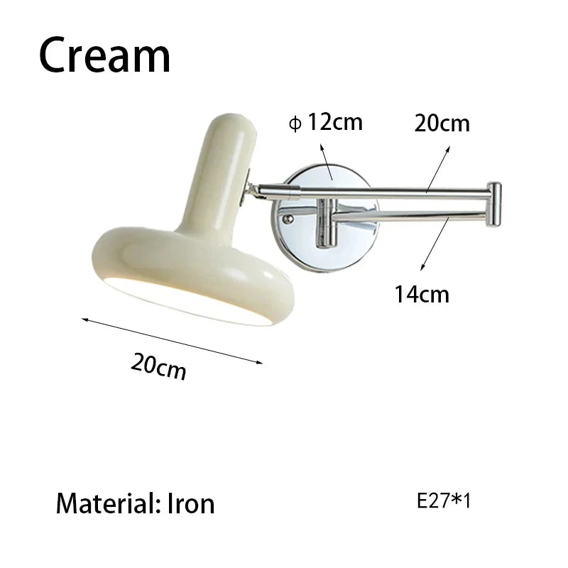 Lámpara de Pared Extensible Nórdica (Diseño Retráctil y Giratorio) - Aplique de Lectura/Trabajo para Cabecera E27