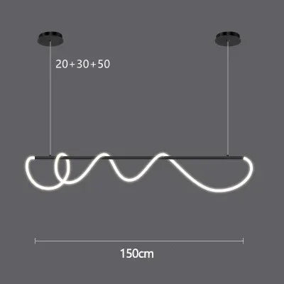 Lámpara Colgante LED Lineal Nórdica | Manguera Flexible | Chandelier Dorado Minimalista Regulable - Casarae