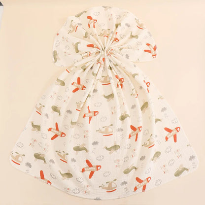 Manta de Muselina de Algodón (Estampado Cartoon) - Envoltura Suave y Transpirable para Bebé