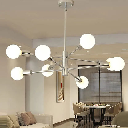 Lámpara de Techo Moderna Tipo Araña de 6 a 12 Cabezales | Lámpara Nórdica E27 para Salón y Comedor | Chandelier Industrial Negro o Dorado
