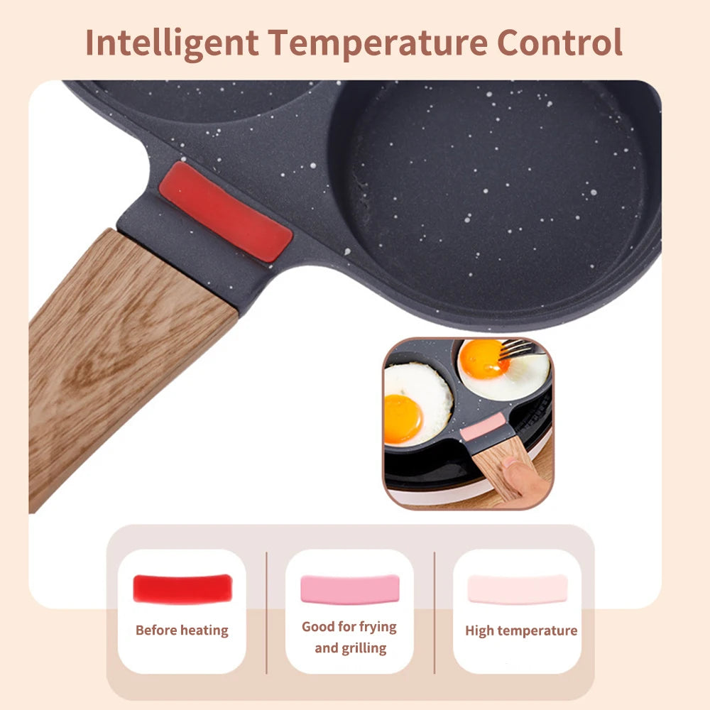 Sartén Antiadherente para 4 Huevos (Aluminio) - Tapa Abatible con Sensor de Temperatura y Accesorios